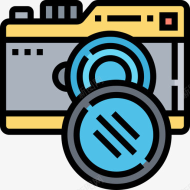 镜头相机及配件4线颜色图标图标