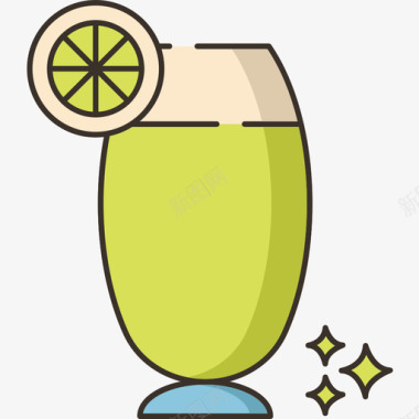 柠檬茶食品饮料6线性颜色图标图标