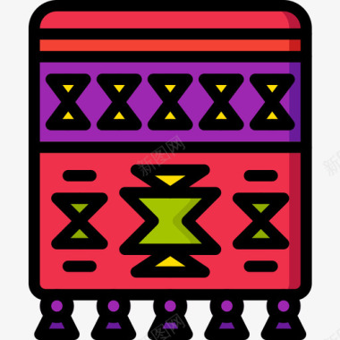 地毯墨西哥19线性颜色图标图标