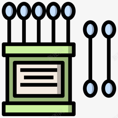 棉签卫生28线性颜色图标图标