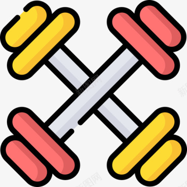 哑铃健身46线性颜色图标图标
