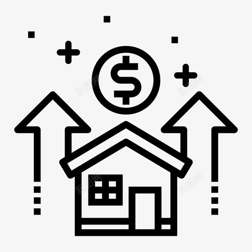 物业房屋房价增长图标svg_新图网 https://ixintu.com 房价增长 房屋 物业 物业成本