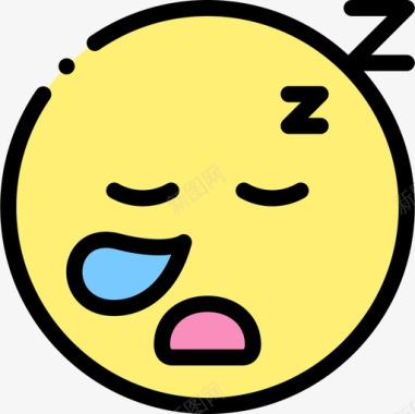 睡眠表情18线性颜色图标图标