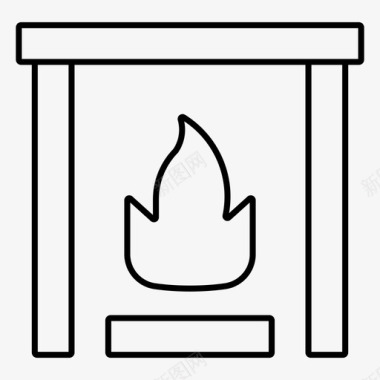 炉边烟囱圣诞节图标图标