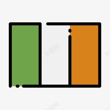 爱尔兰国旗1线颜色图标图标