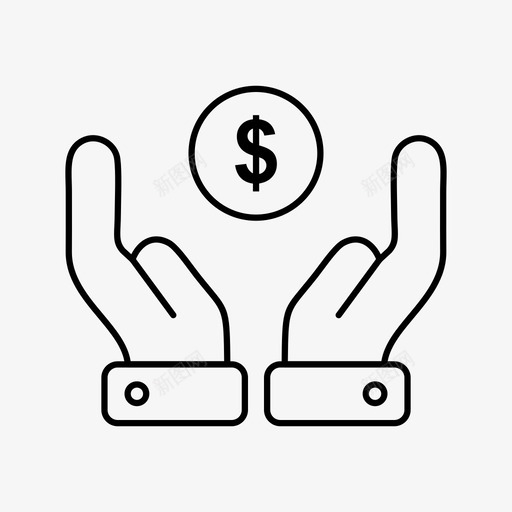 储蓄美元硬币手图标svg_新图网 https://ixintu.com 储蓄 向量 收入 硬币 美元