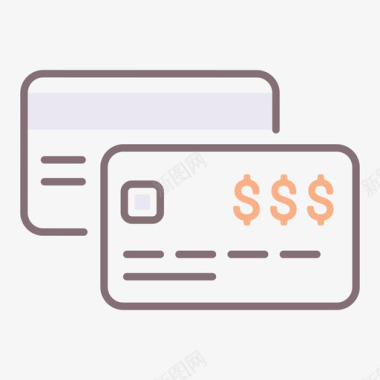 信用卡银行93线性彩色图标图标