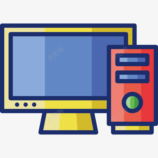 电脑家用电器1线颜色图标svg_新图网 https://ixintu.com 家用电器 电脑 颜色