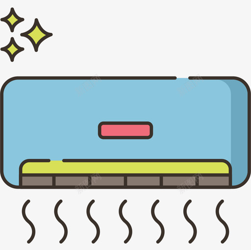 空调家用电器2线颜色图标svg_新图网 https://ixintu.com 家用电器 空调 颜色