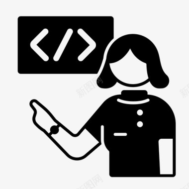 软件工程师女性自由职业者图标图标