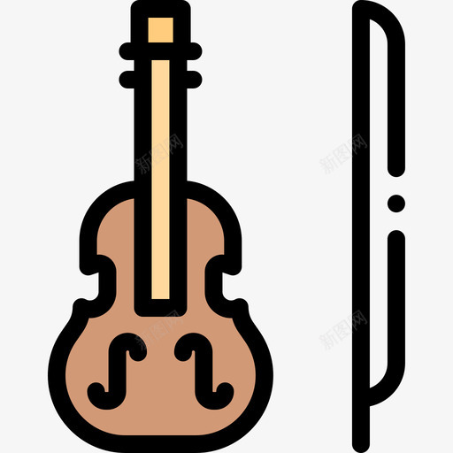 小提琴音乐节36线色图标svg_新图网 https://ixintu.com 小提琴 线色 音乐节