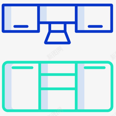厨房家具装饰3轮廓颜色图标图标