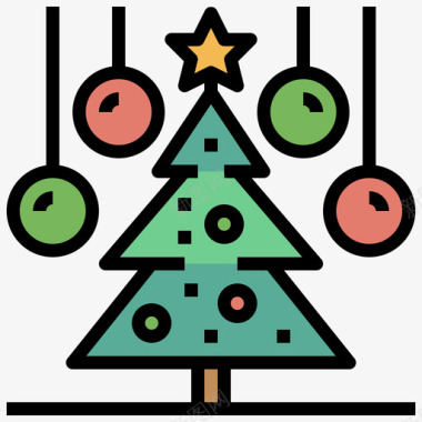 圣诞树基督教3线形颜色图标图标