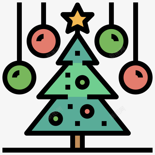 圣诞树基督教3线形颜色图标svg_新图网 https://ixintu.com 圣诞树 基督教3 线形颜色