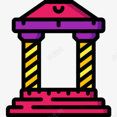 希腊神庙希腊神话23线性颜色图标图标