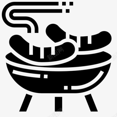 香肠烧烤和烧烤派对2字形图标图标