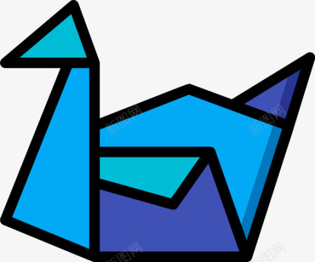 天鹅折纸2线性颜色图标图标