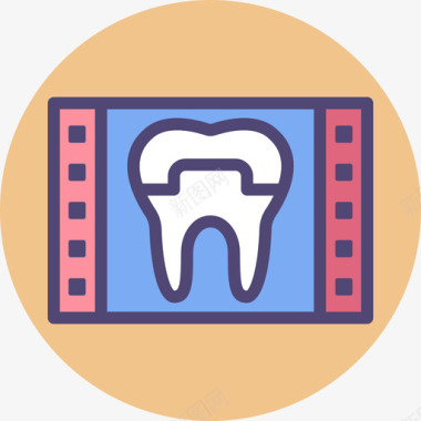 牙冠牙齿24线形颜色图标图标