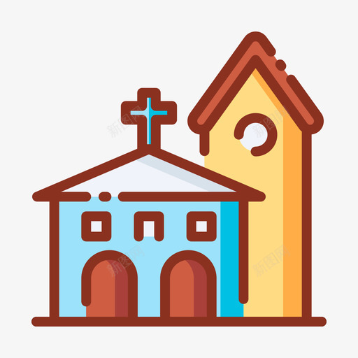 教堂建筑64线条色彩图标svg_新图网 https://ixintu.com 建筑 教堂 线条 色彩