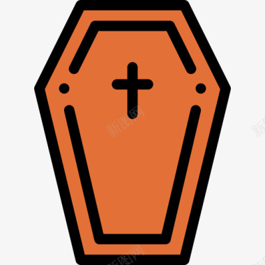棺材葬礼15线性颜色图标图标