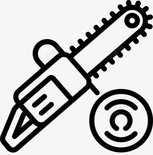 链锯切割3线性图标svg_新图网 https://ixintu.com 切割 线性 链锯
