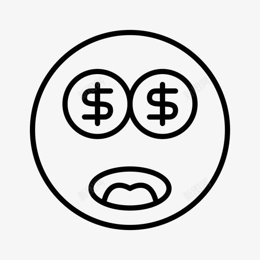 表情符号脸钱图标svg_新图网 https://ixintu.com 符号 表情 钱字符号