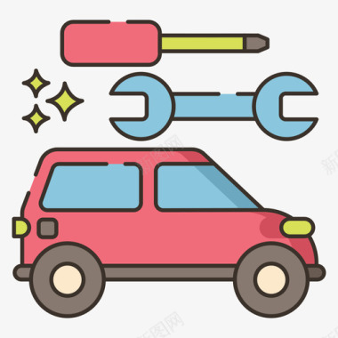 汽车修理汽车服务31线性颜色图标图标