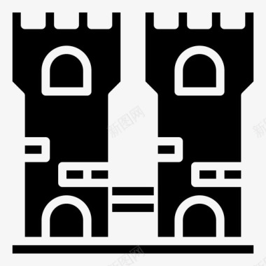 城堡建筑集合3填充图标图标