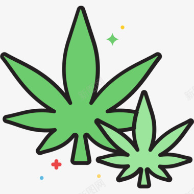 大麻cbd油线性颜色图标图标