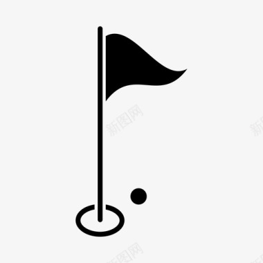 高尔夫球洞旗帜运动图标图标