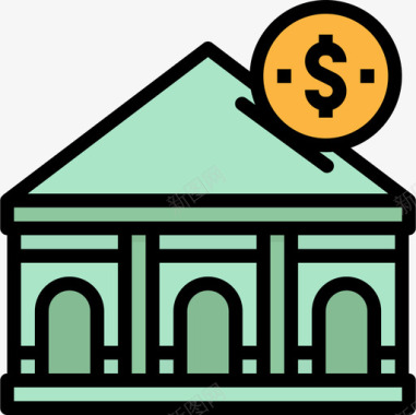 银行会计和金融8线颜色图标图标