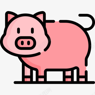 猪农业53线性颜色图标图标