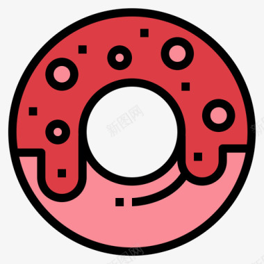 甜甜圈食品141线性颜色图标图标