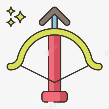 十字弓皇家战斗线性颜色图标图标