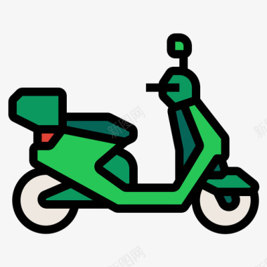 摩托车运输164线性颜色图标图标