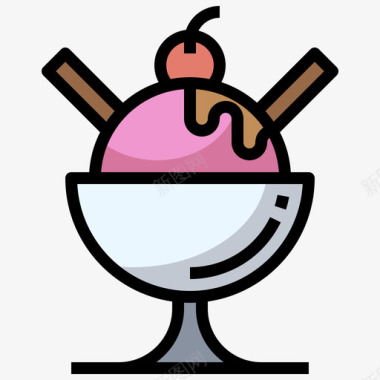 冰淇淋甜糖果18线性颜色图标图标