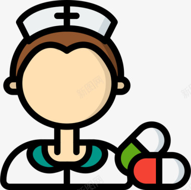 护士职业23线性肤色图标图标