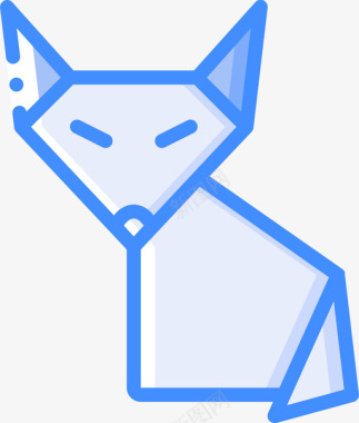 狐狸折纸蓝色图标图标