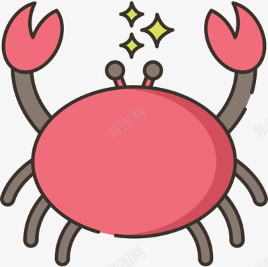 螃蟹食物饮料6线形颜色图标图标