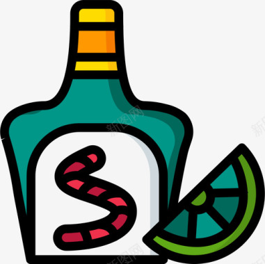 墨西哥龙舌兰酒19线形颜色图标图标