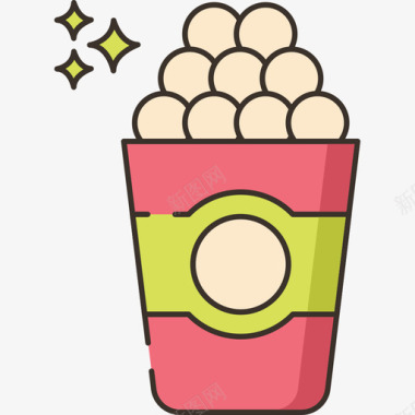 爆米花食品饮料6线性颜色图标图标