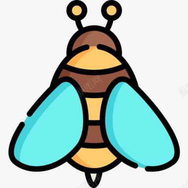 蜜蜂57春天线形颜色图标图标