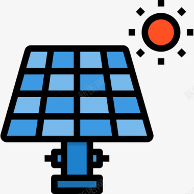 太阳能能量40线性颜色图标图标