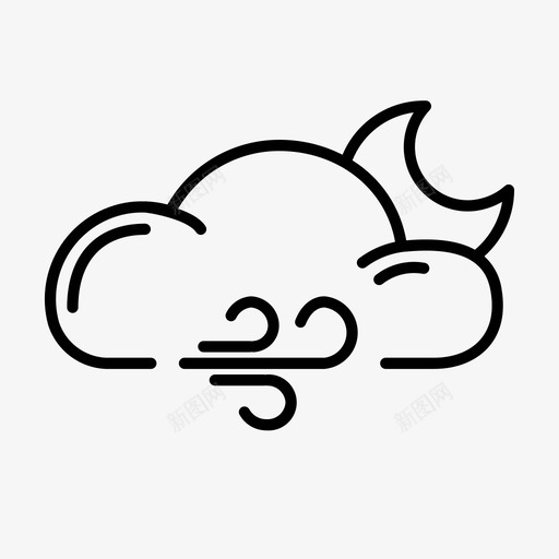云和风预报月亮图标svg_新图网 https://ixintu.com 云和风 天气 天气概要 月亮 预报