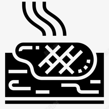 牛排烧烤和烧烤派对2字形图标图标