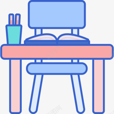 书桌在线教育25线性颜色图标图标