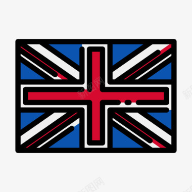英国国旗1直线颜色图标图标