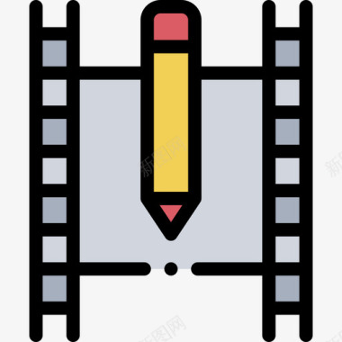 电影编辑电影工业12线性色彩图标图标