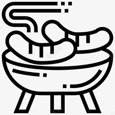 香肠烧烤派对直系图标图标