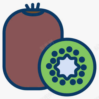 猕猴桃水果和蔬菜36线形颜色图标图标